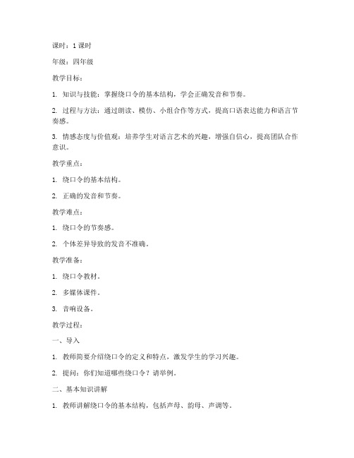 口才教案模板范文绕口令