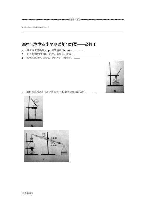 江苏省化学小高考常考必背知识点汇总