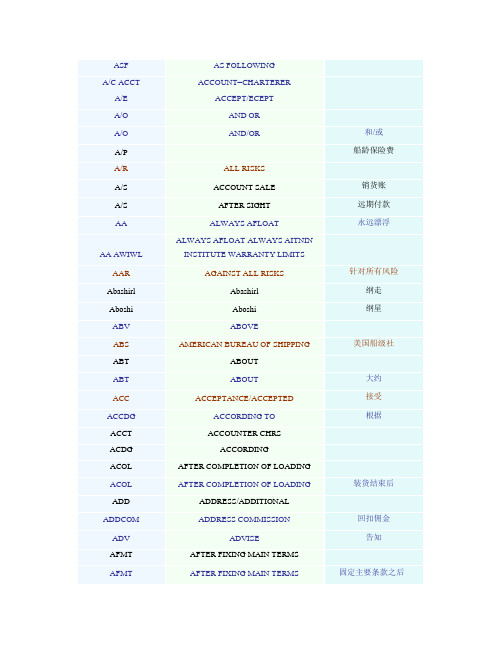 租船缩略语