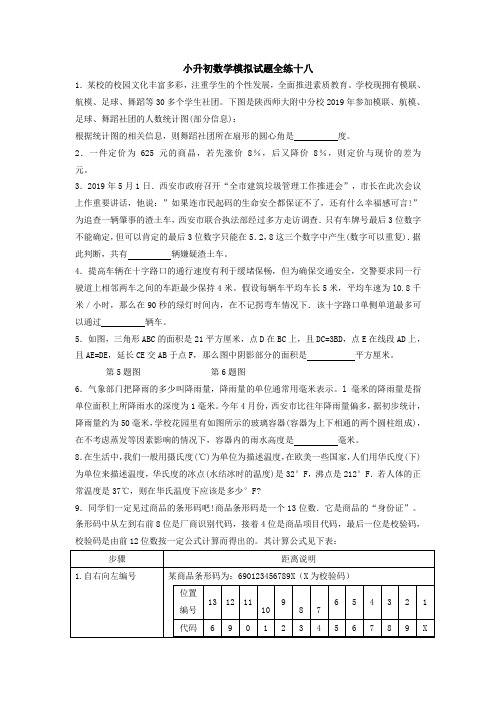 六年级下册数学小升初试题模拟全练十八  全国通用