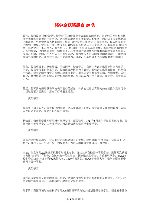 奖学金获奖感言20例与奖学金获奖感言发言稿集锦汇编