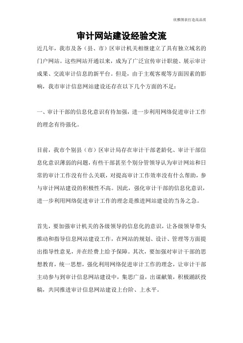 审计网站建设经验交流