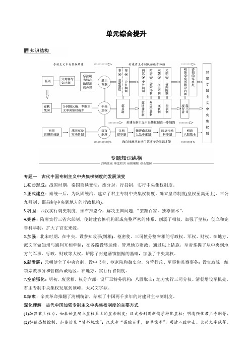 【人教版】2020高考历史一轮复习：必修1_第一单元古代中国的政治制度_单元综合提升_含答案