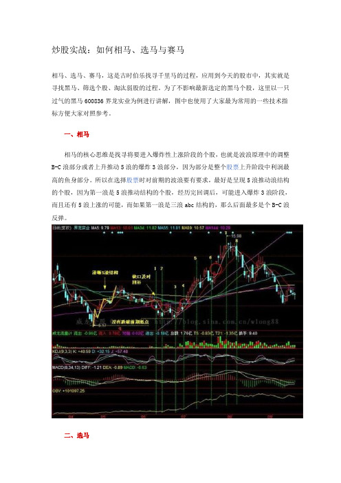 炒股实战如何相马、选马与赛马