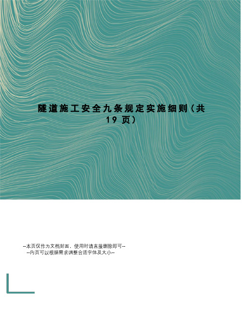 隧道施工安全九条规定实施细则