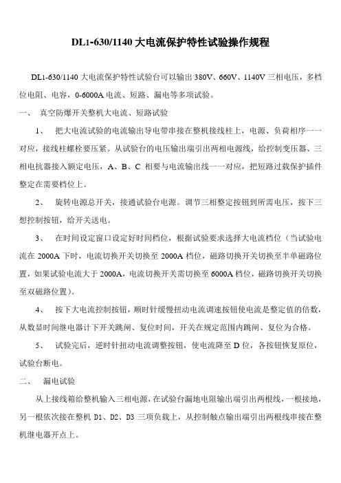 大电流试验操作标准