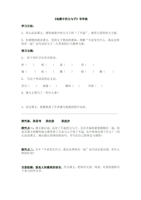 地震中的父与子导学案