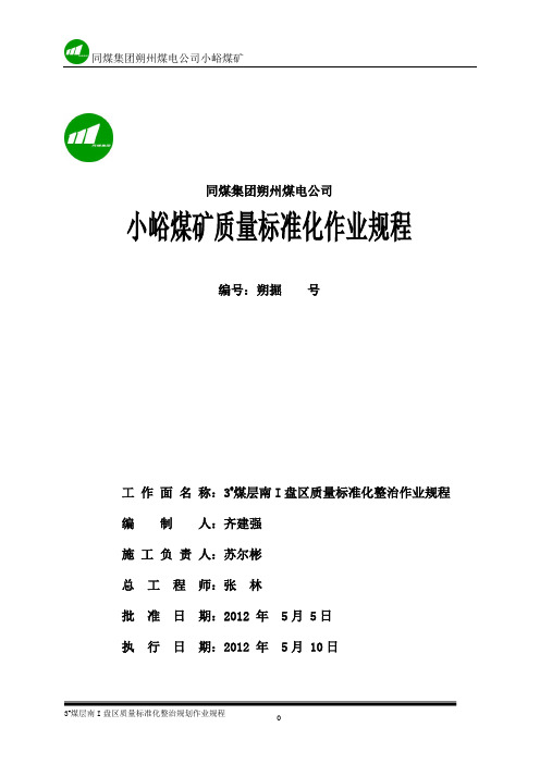 3#煤层南I盘区质量标准化整治作业规程