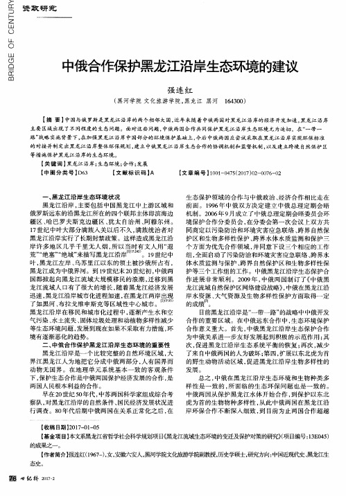 中俄合作保护黑龙江沿岸生态环境的建议