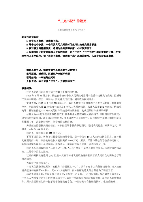 “三光书记”的毁灭