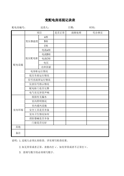 配电房巡视记录表