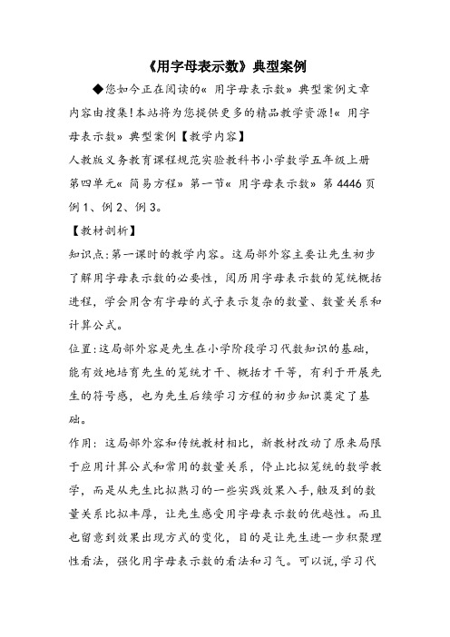 《用字母表示数》典型案例