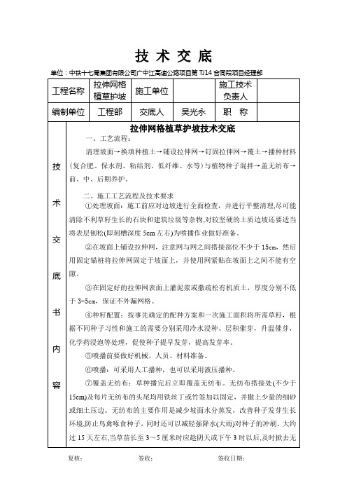 拉伸网格植草护坡技术交底