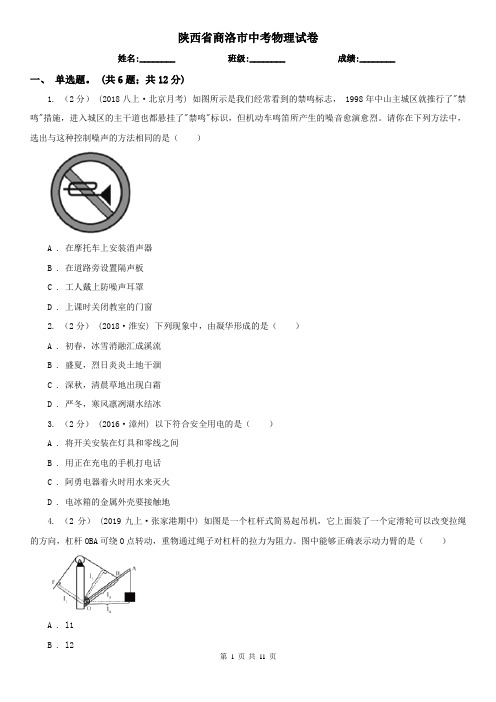 陕西省商洛市中考物理试卷