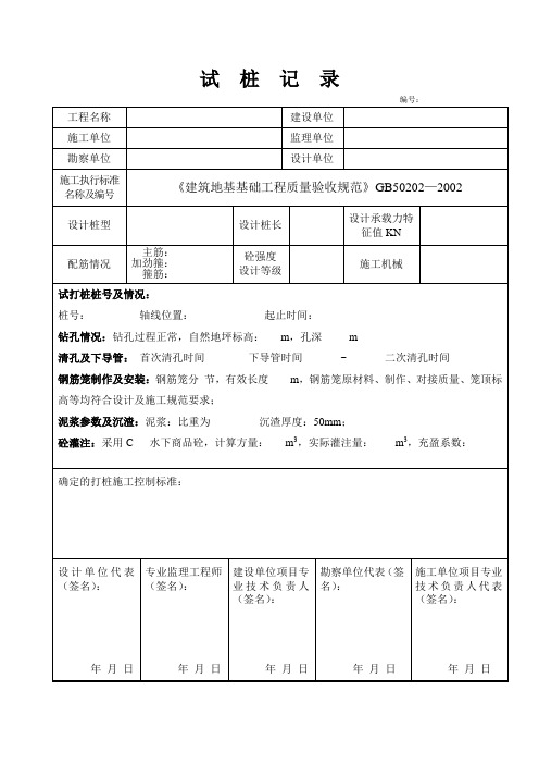 试 桩 记 录