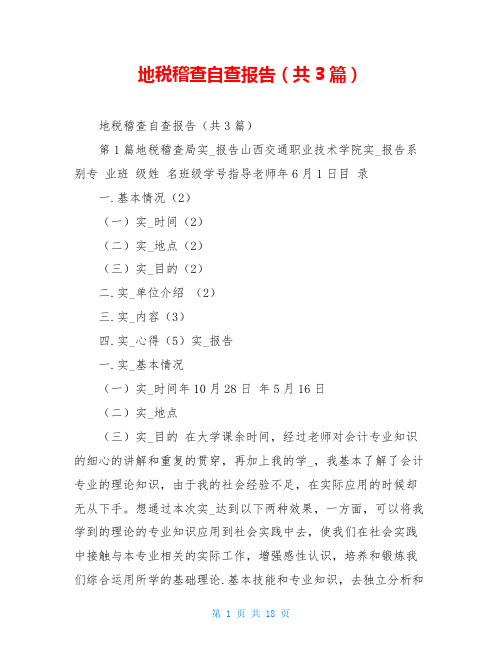 地税稽查自查报告(共3篇)