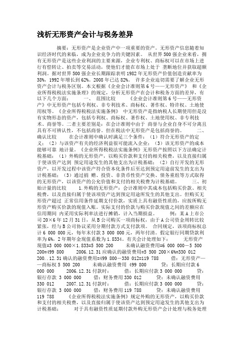 浅析无形资产会计与税务差异