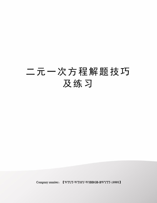 二元一次方程解题技巧及练习