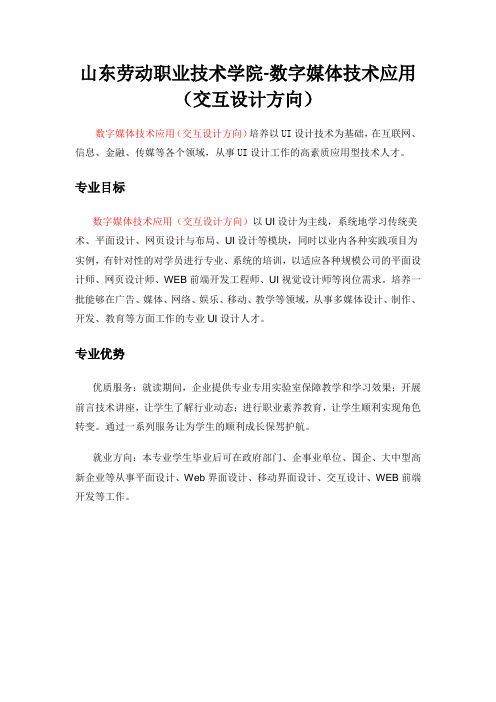 山东劳动职业技术学院_数字媒体技术应用(交互设计方向)