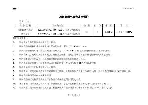 双回路燃气真空热水锅炉