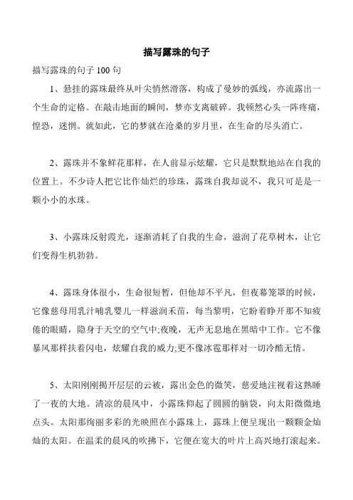 描写露珠的句子