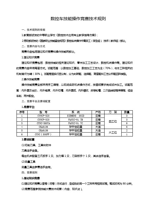 数控车技能操作竞赛技术规则