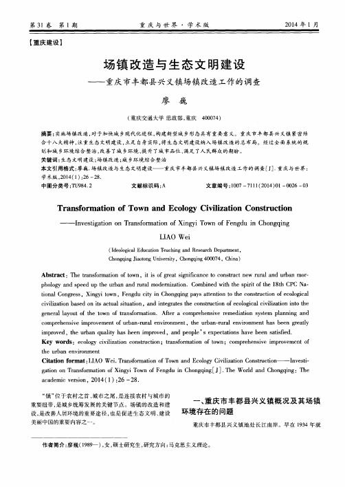 场镇改造与生态文明建设——重庆市丰都县兴义镇场镇改造工作的调查
