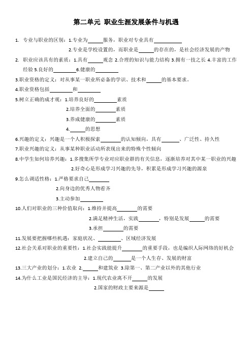 职业生涯规划 第二单元知识点梳理