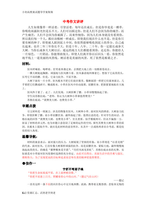 【小初高学习】中考语文作文讲评 我赞美大树,也赞美小草素材
