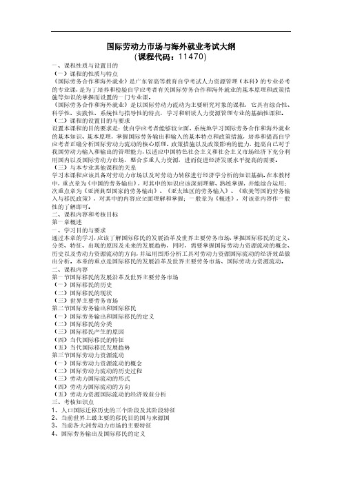 国际劳动力市场与海外就业 考试大纲教学文案