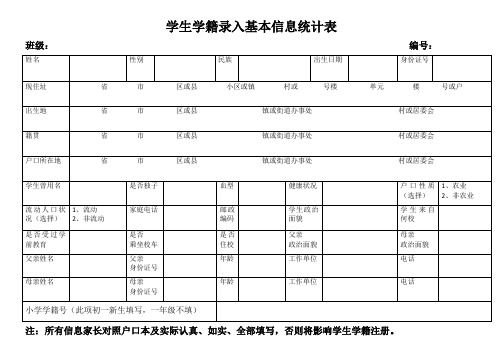 学生学籍录入基本信息统计表