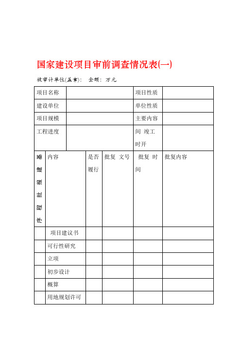 国家建设项目审前调查情况表
