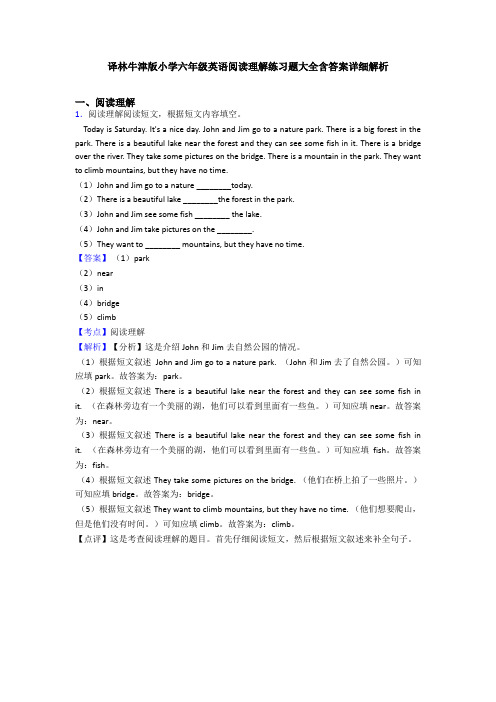 译林牛津版小学六年级英语阅读理解练习题大全含答案详细解析 (4)