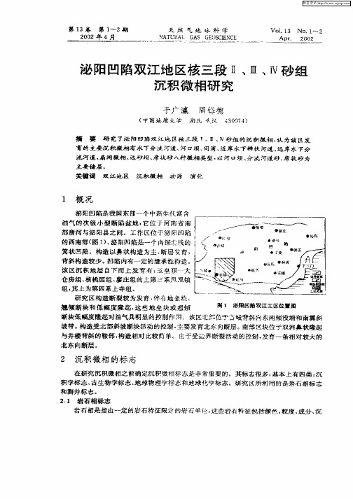 泌阳凹陷双江地区核三段Ⅱ、Ⅲ、Ⅳ砂组沉积微相研究