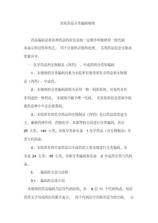 医院药品分类编码规则