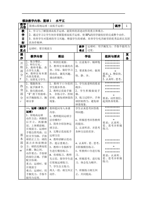 高一篮球教案1