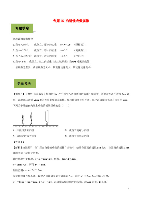 中考物理专题凸透镜成像规律(含解析)