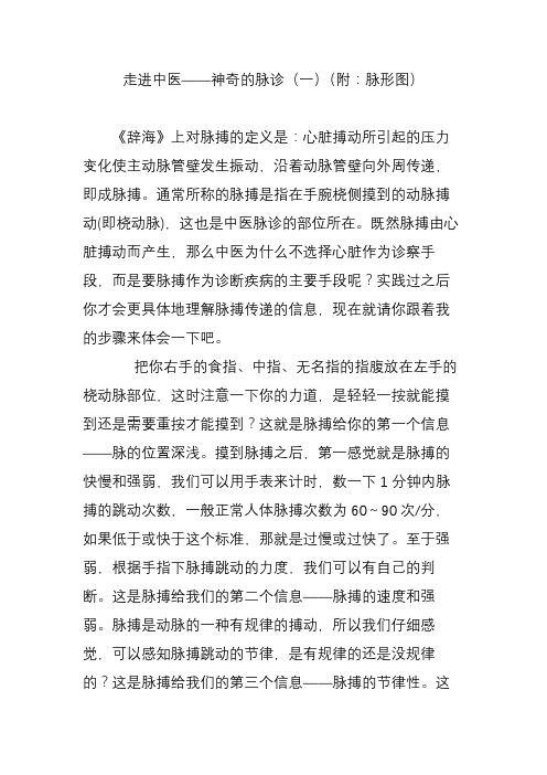 走进中医——神奇的脉诊(一)(附：脉形图)