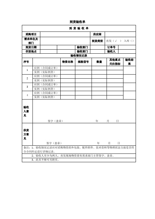 到货验收单