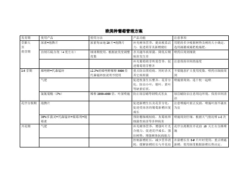 欧美品种葡萄管理方案