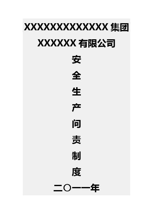 XXX煤矿安全生产问责制度