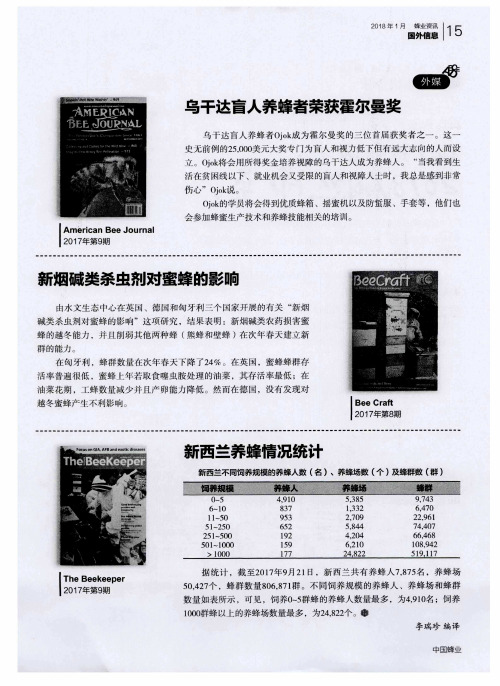 新西兰养蜂情况统计