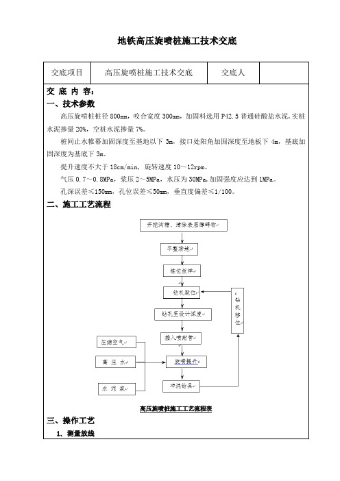 高压旋喷桩技术交底书