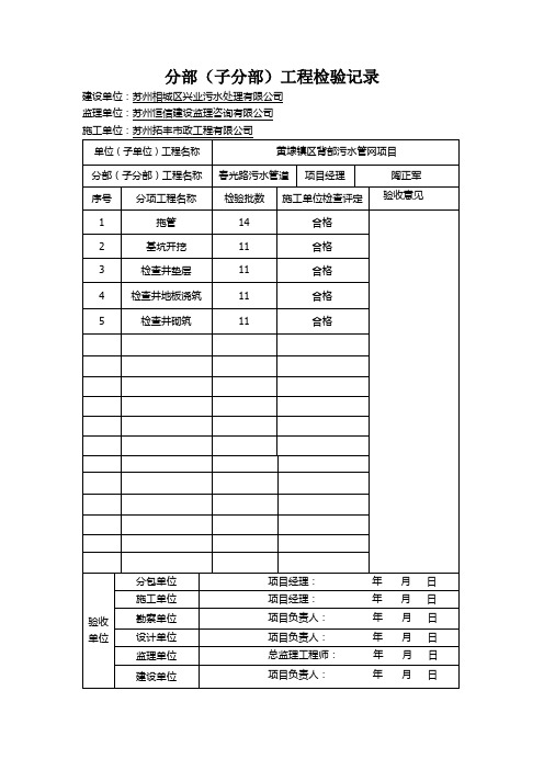 分部(子分部)工程检验记录