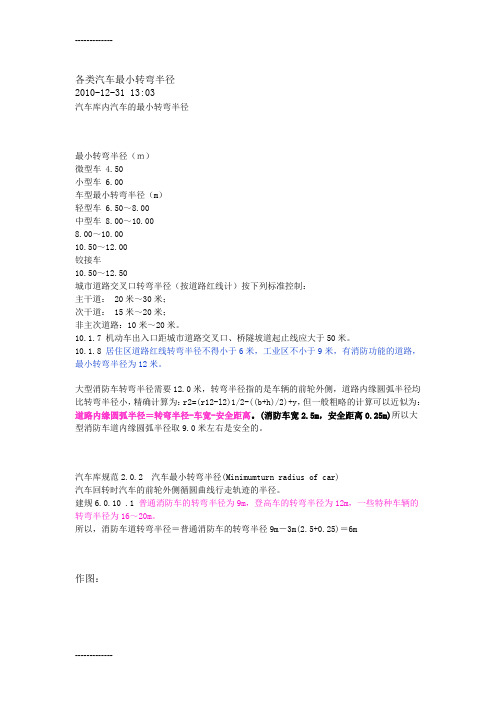 (整理)各类汽车最小转弯半径