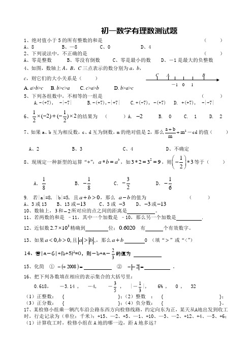 七年级上册数学第二章有理数稍难100题
