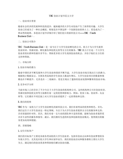 YBC创业计划书范文大学