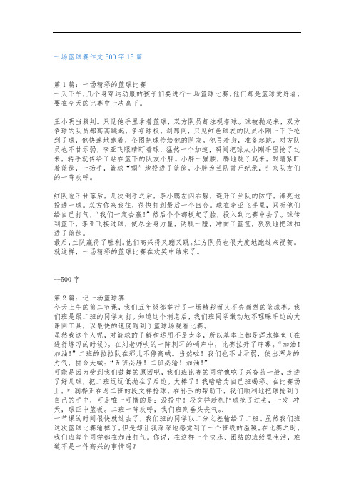 一场篮球赛作文500字15篇