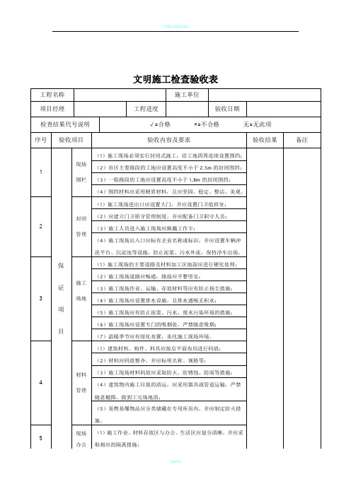文明施工检查验收表