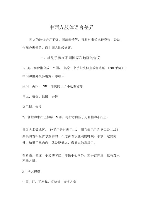 中西方肢体语言差异Vivian